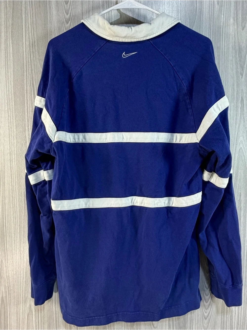 Nike Men’s Rugby Long Sleeve Royal Blue Polo With Embroidered SWOOSH Logo Size M